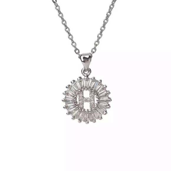 Silver Initial Crystal Pendant Necklace A-Z - Picture 7 of 7